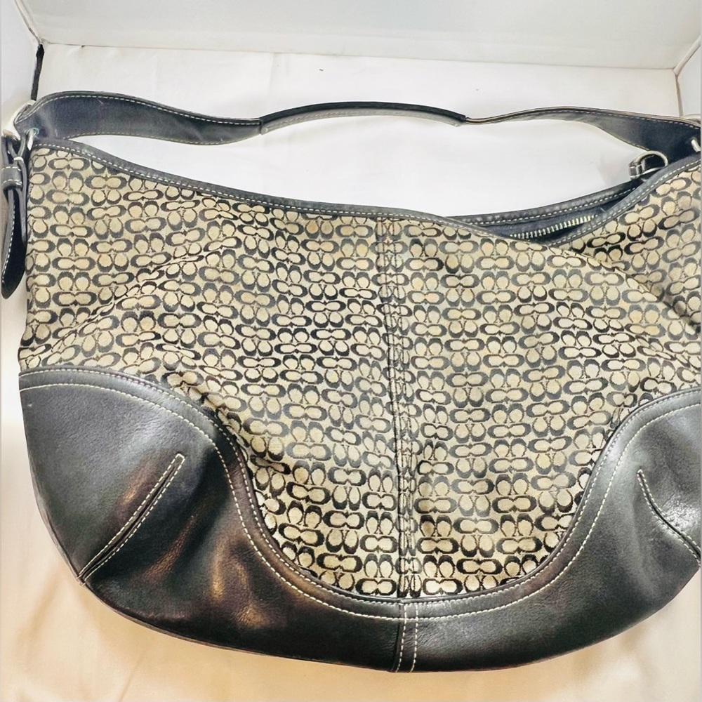 Coach Women's Brown Signature Canvas & Leather Hobo Purse